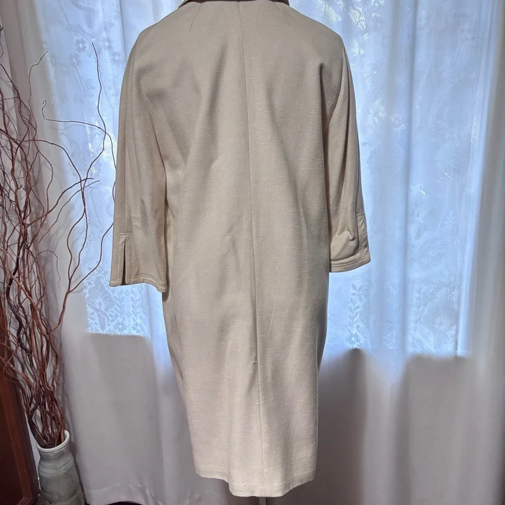 Vintage H Liebes of San Francisco Cream Button-Up Coat-Cotton & Silk Size 12 - Picture 3 of 11